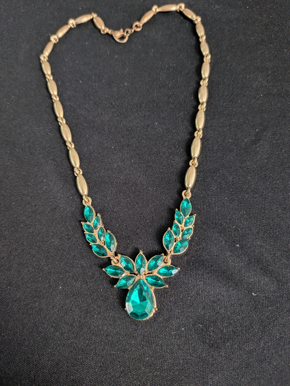 Gold-Tone Necklace 8" with Emerald Tone ByGreen Crystal Pendant